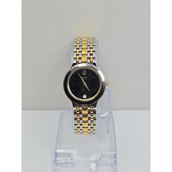 Vintage Pulsar by Seiko Womens Two Tone Date Quartz Bracelet Watch New Battery main image 6